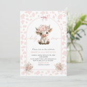 Elegant  Watercolor One 2nd Birthday holy cow girl 招待状 (スタンド正面)