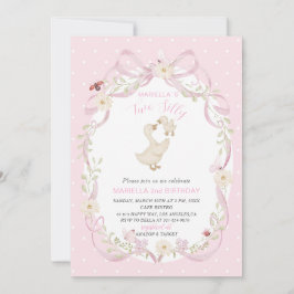 Elegant  Watercolor One 2nd Birthday silly goose B 招待状