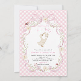 Elegant  Watercolor One 2nd Birthday silly goose B 招待状