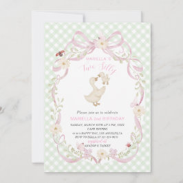 Elegant  Watercolor One 2nd Birthday silly goose B 招待状
