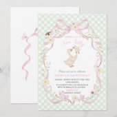 Elegant  Watercolor One 2nd Birthday silly goose B 招待状 (正面/裏面)