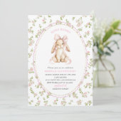Elegant  Watercolor One 2nd Birthday some bunny gi 招待状 (スタンド正面)