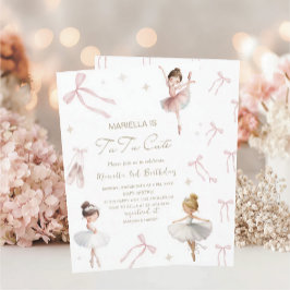 Elegant Watercolor One 3rd Birthday tutu cute Gir 招待状