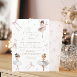 Elegant Watercolor One 3rd Birthday tutu cute Gir 招待状