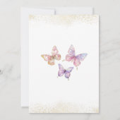 Elegant  Watercolor One 5th Birthday Butterfly Gir 招待状 (裏面)