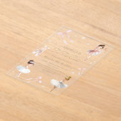 Elegant  Watercolor One 5th Birthday tutu cute Gir アクリル招待状 (レイダウン)