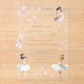Elegant  Watercolor One 5th Birthday tutu cute Gir アクリル招待状 (正面)
