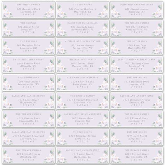Elegant Watercolor Orchids Guest Address Labels シール (正面)