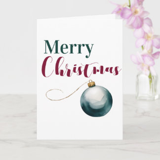 Elegant Watercolor Ornament Merry Christmas Card - カード