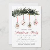 Elegant Watercolor Ornaments Christmas Party 招待状 (正面)
