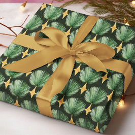 Elegant Watercolor Palm Leaf Christmas Pattern ラッピングペーパー