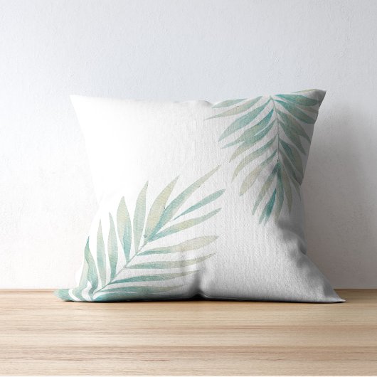 Elegant Watercolor Palm Leaves  クッション
