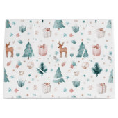Elegant Watercolor Pastel Christmas Gift Bag ラージペーパーバッグ (正面)