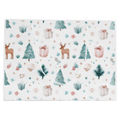 Elegant Watercolor Pastel Christmas Gift Bag ラージペーパーバッグ (裏面)