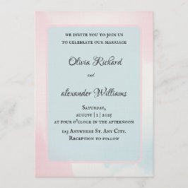Elegant Watercolor Pastel Wedding Invitation 招待状
