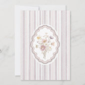 Elegant Watercolor pastel wildflower bow lace Brid 招待状 (裏面)