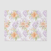 Elegant Watercolor Peach Roses Lavender Floral 薄葉紙 (正面)