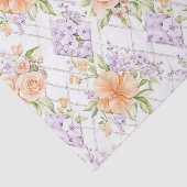 Elegant Watercolor Peach Roses Lavender Floral 薄葉紙 (詳細)