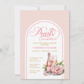 Elegant Watercolor Pearls and Prosecco Invitation 招待状 (正面)