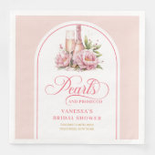 Elegant Watercolor Pearls and Prosecco Napkins (正面)