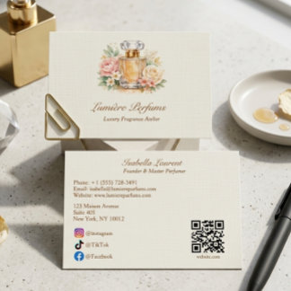 Elegant Watercolor Perfume QR Code Social Media 名刺