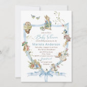 Elegant Watercolor Peter Rabbit wildflower  Baby S 招待状 (正面)