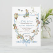 Elegant Watercolor Peter Rabbit wildflower  Baby S 招待状 (スタンド正面)