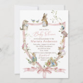 Elegant Watercolor Peter Rabbit wildflower  Baby S 招待状 (正面)