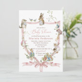 Elegant Watercolor Peter Rabbit wildflower  Baby S 招待状 (スタンド正面)