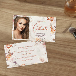 Elegant Watercolor Photo Makeup Business Card 名刺