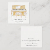 Elegant Watercolor Piano Musician Music Teacher スクエア名刺 (正面/裏面)