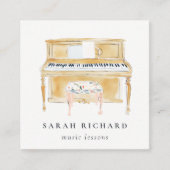 Elegant Watercolor Piano Musician Music Teacher スクエア名刺 (正面)