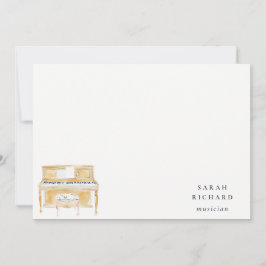 Elegant Watercolor Piano Musician Music Teacher ノートカード