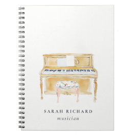 Elegant Watercolor Piano Musician Music Teacher ノートブック