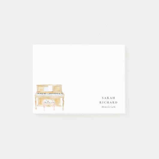 Elegant Watercolor Piano Musician Music Teacher ポストイット (正面)