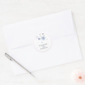 Elegant Watercolor Pink & Blue Floral Wedding ラウンドシール (封筒)