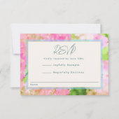 Elegant Watercolor Pink Hydrangea Garden Wedding  出欠カード (正面)