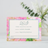 Elegant Watercolor Pink Hydrangea Garden Wedding  出欠カード (スタンド正面)