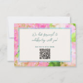 Elegant Watercolor Pink Hydrangea Garden Wedding  出欠カード (裏面)