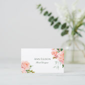 Elegant Watercolor Pink Roses Floral Florist 名刺 (スタンド正面)