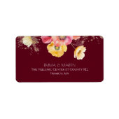 Elegant  Watercolor Poppies Floral Wedding ラベル (正面)