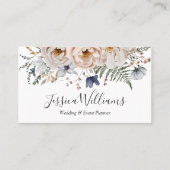 Elegant Watercolor Pretty Beige Blue Floral 名刺 (正面)