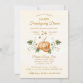 Elegant Watercolor Pumpkins Friendsgiving Dinner 招待状 (正面)