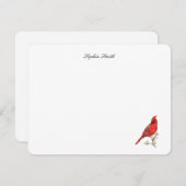 Elegant watercolor Red Cardinal bird flat サンキューカード (正面/裏面)