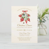 Elegant Watercolor Red Pomegranate Christmas Party 招待状 (スタンド正面)