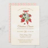 Elegant Watercolor Red Pomegranate Christmas Party 招待状 (正面/裏面)