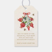 Elegant Watercolor Red Pomegranate Merry Christmas ギフトタグ (裏面)
