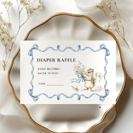 Elegant watercolor Ribbon squirrel diaper raffle  エンクロージャーカード