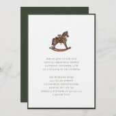 Elegant Watercolor Rocking Horses Plaid Christmas  招待状 (正面/裏面)