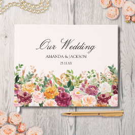 Elegant Watercolor Rose Flower Floral Wedding ゲストブック
